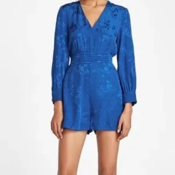 ZARA • Satin Effect Cherry Blossom Jacquard Romper - Picture 1 of 16